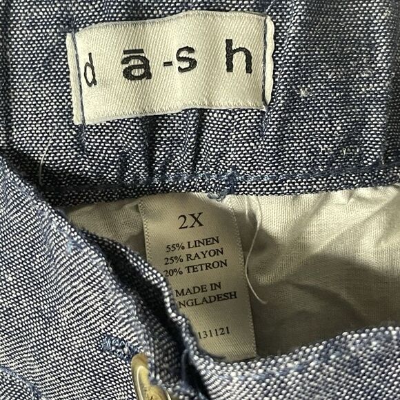 Dash Women's Size 2X Linen Rayon Tetron Button Front Skirt Denim Blue New - Picture 5 of 7